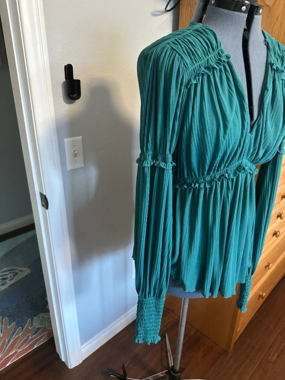 Free People Day Dreaming Top Teal NWOT